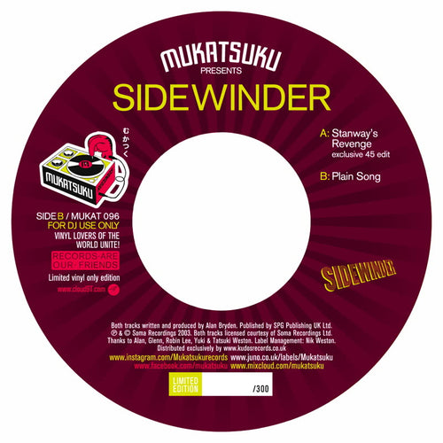 Sidewinder - Stanway's Revenge/Plain Song [7" Vinyl]