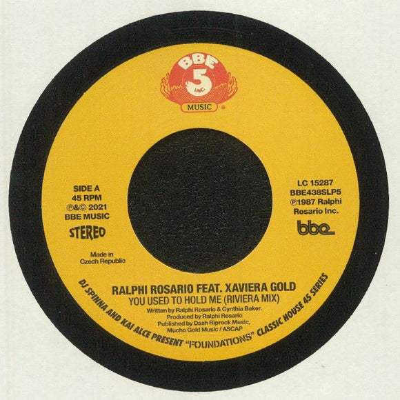 Dj Spinna - Dj Spinna & Kai Alce Present: “Foundations” - Classic House 45 Series Part 5: Ralphi Rosario Ft Xaviera Gold - You Used To Hold Me